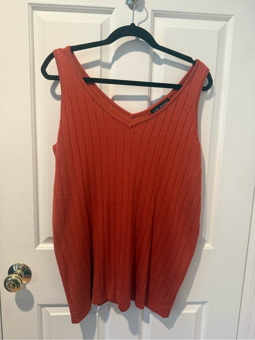 Lane Bryant Orange Sleeveless Ribbed V-Neck Sweater Tank 14/16
